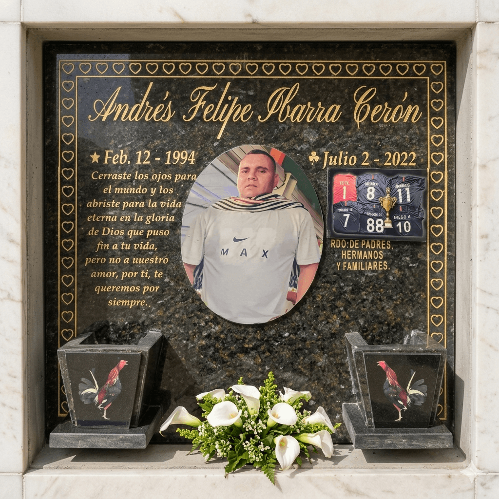 Lápida bóveda Andrés Felipe Ibarra Cerón